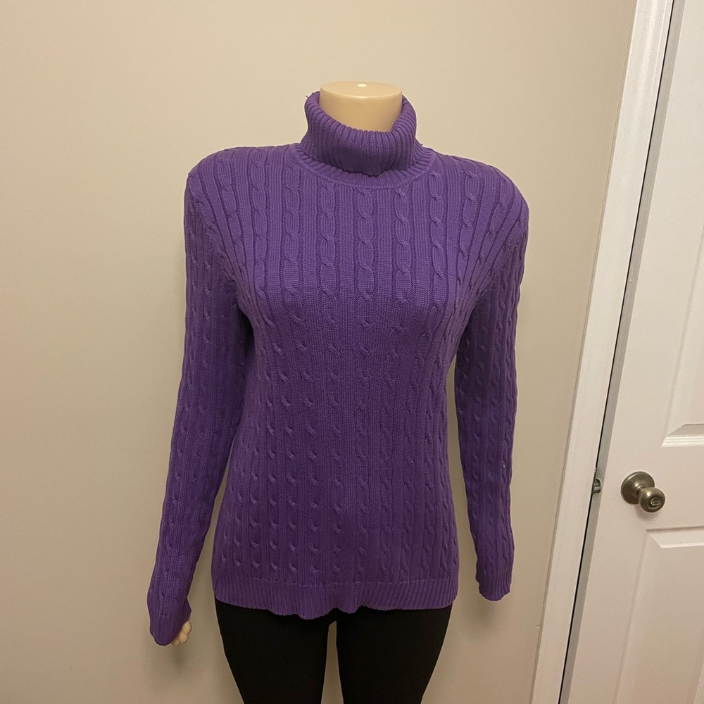 Purple Cable Knit Women's Sweater